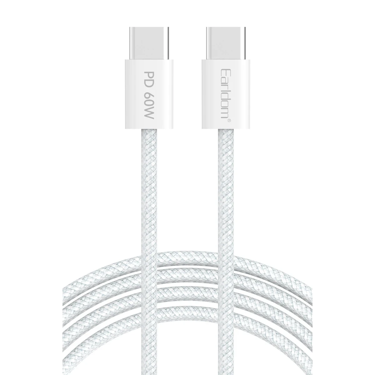 Earldom EC-190CC 2M 60W iPhone 15 Serisi ile Uyumlu Type-C to Type-C PD Hızlı Şarj Kablosu - Beyaz